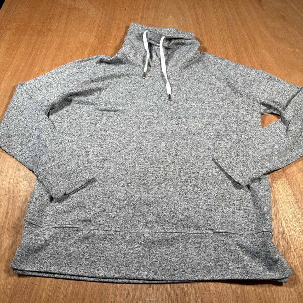 Old Navy Active Sweatshirt Women Large Gray Cowl Neck Heathered Pullover Top